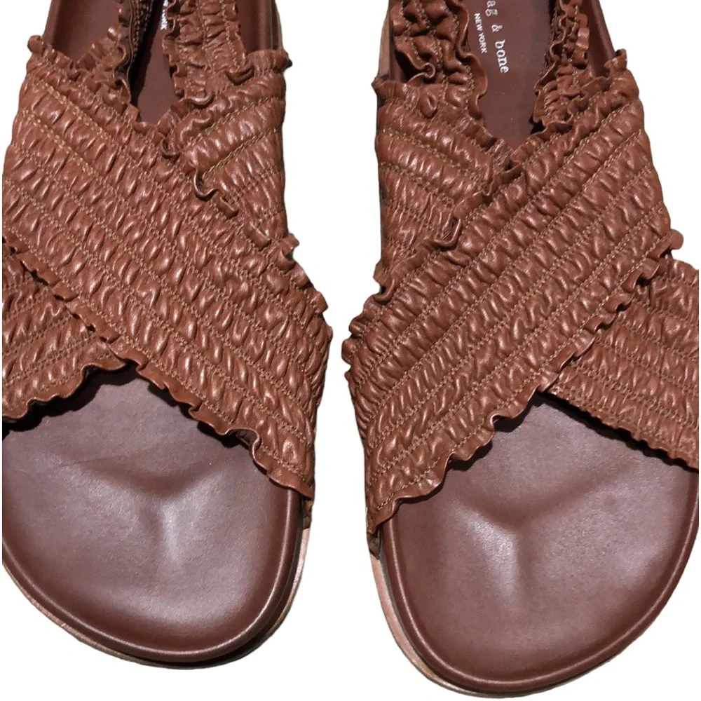 RAG & BONE | Women’s Bailey Brown Leather Stretch Cross-Strap Sandals size 6